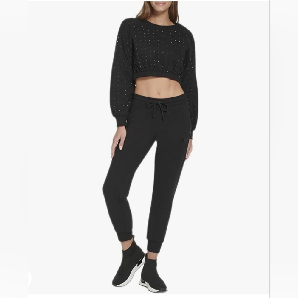 DKNY BLACK METALLIC JOGGER SIZE MEDIUM NWT